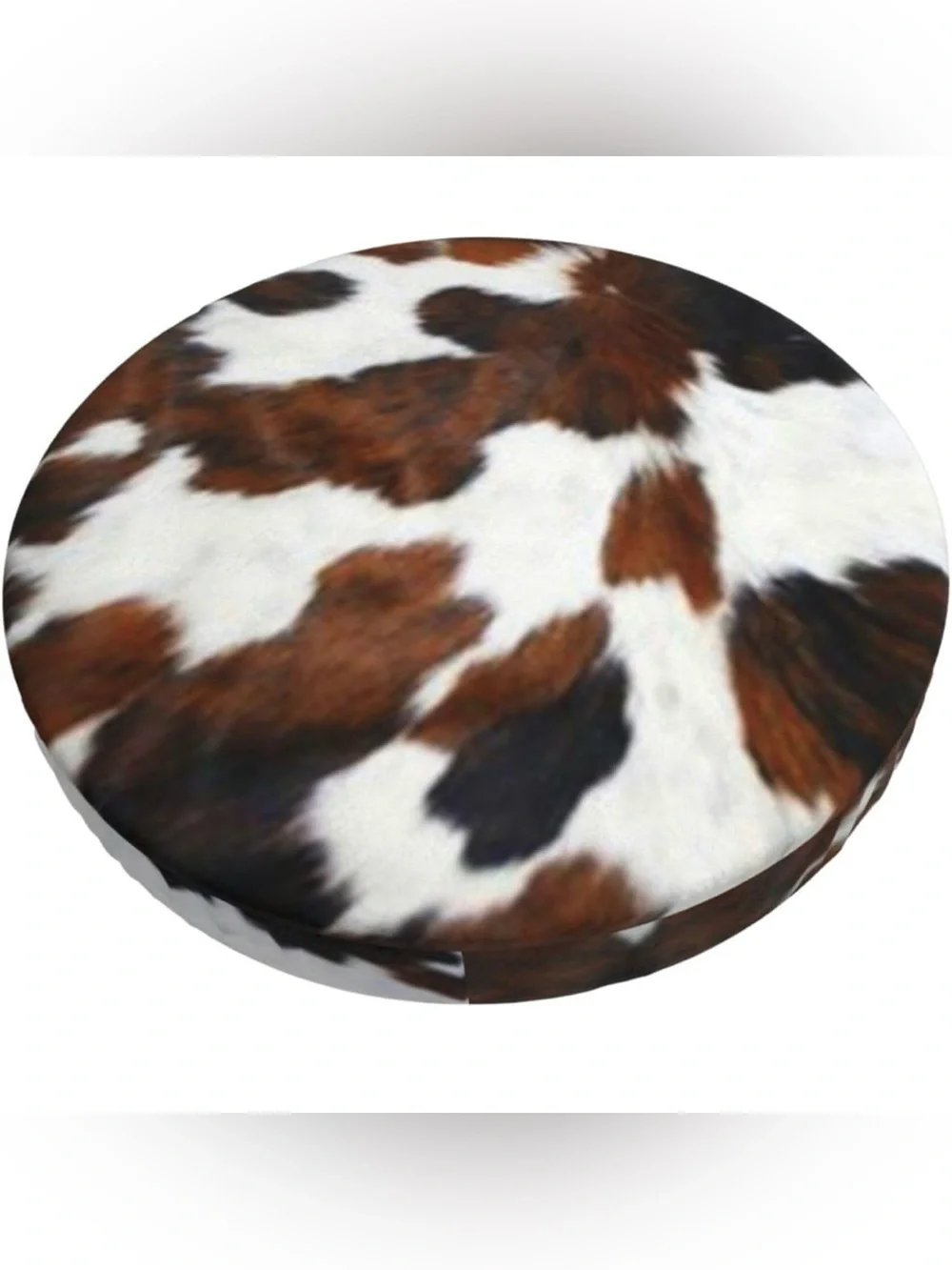 Premium Cowhide Round Pouf Ottoman - Brown & White Stool Cover Chair Cover